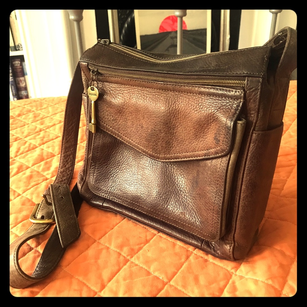 Fossil 75082 Crossbody Leather Handbag Brown USA